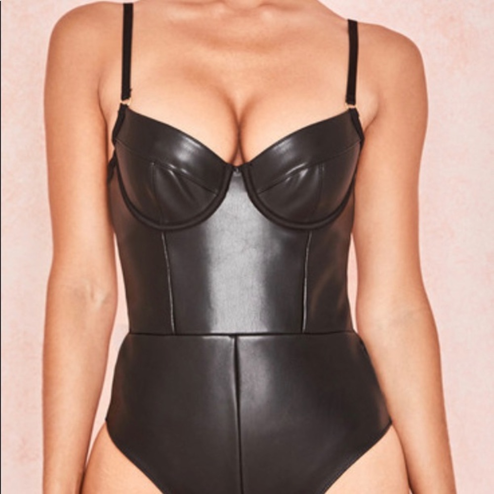 Matte Black Vegan Leather bodysuit
